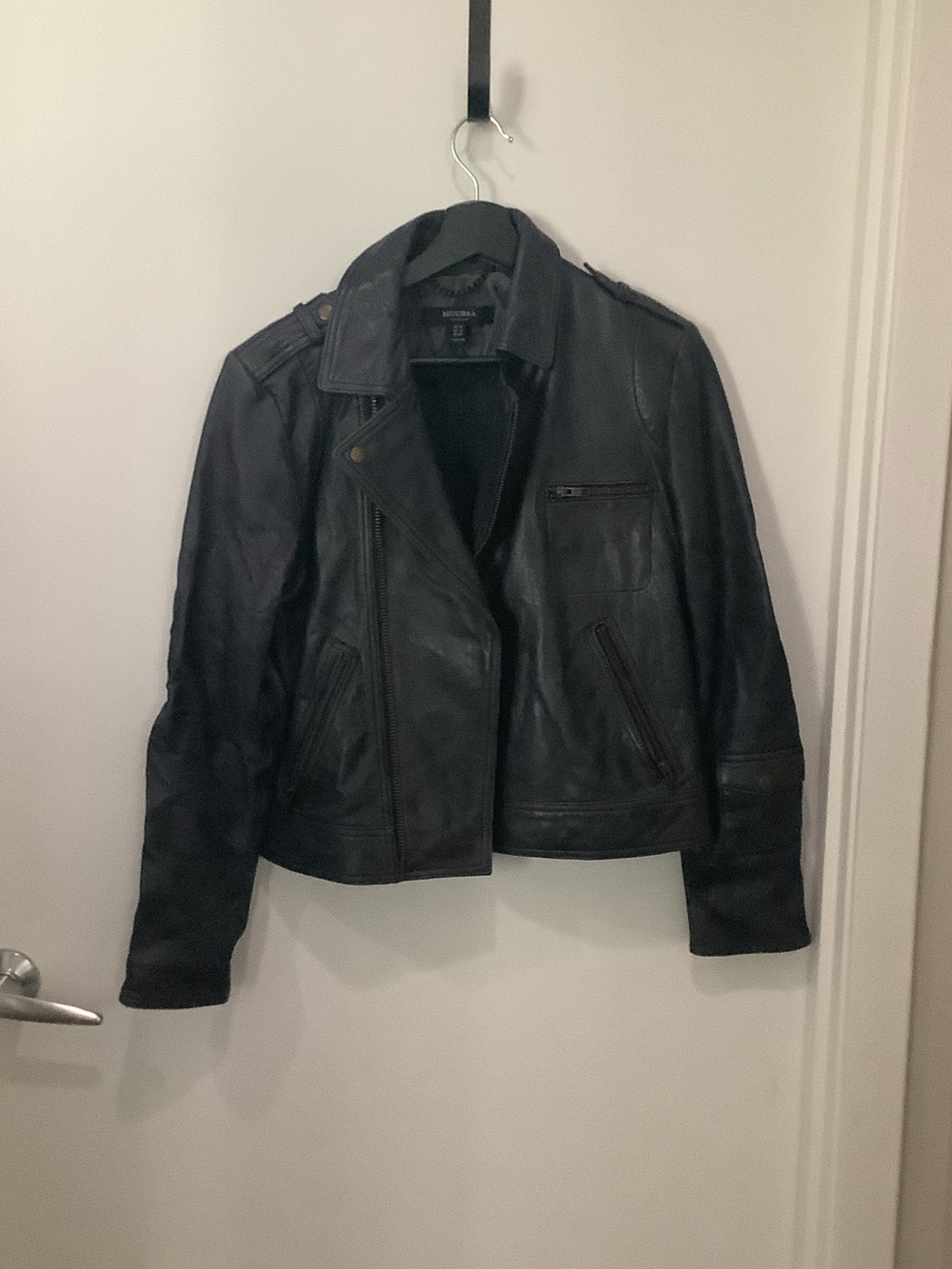 Muubaa Black Leather Moto Jacket